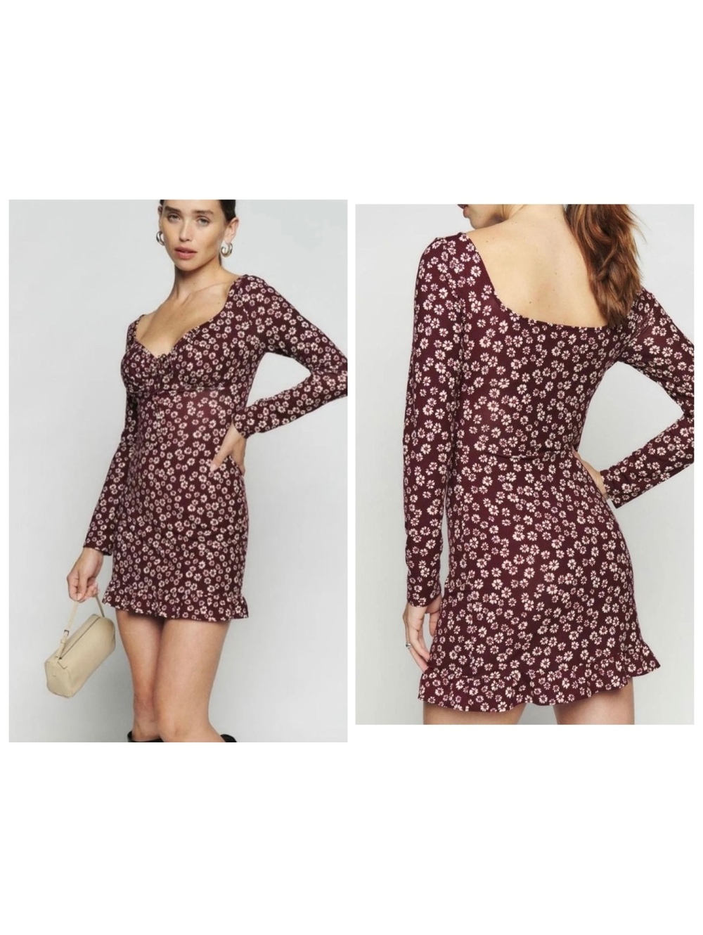 Reformation $128 Angeline Woman’s Small Floral Long Sleeve Mini Dress